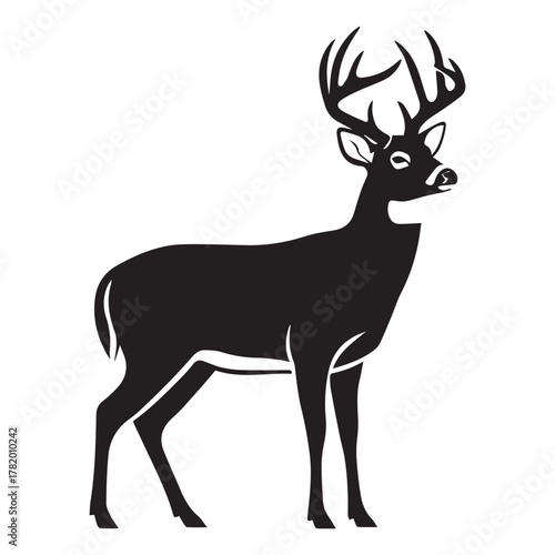 Silhouette of a Male Deer with Large Antlers buck stag