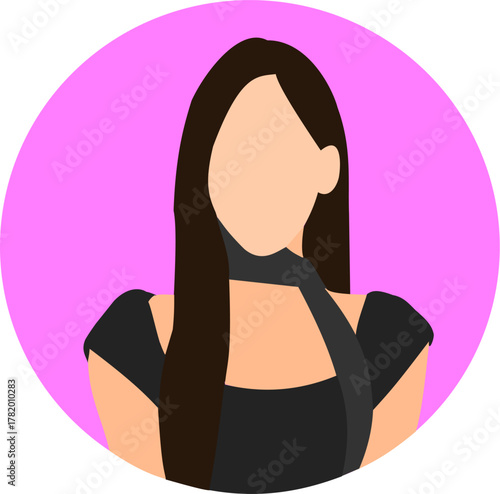 flat vector illustration of a women avatar with long hair