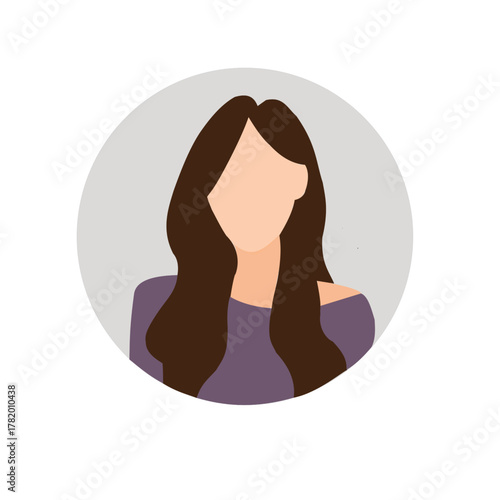 flat vector illustration of a women avatar with long hair