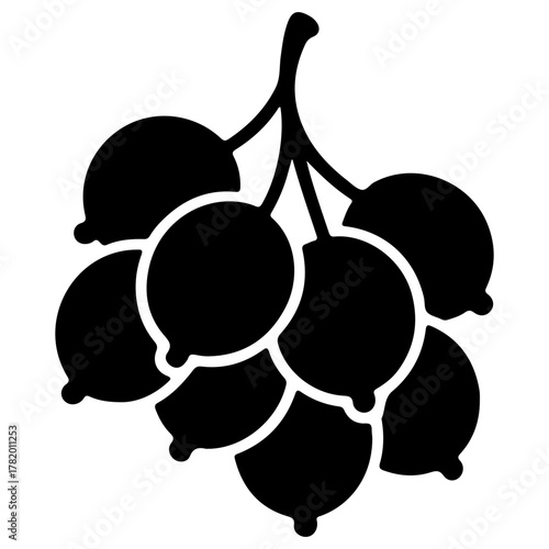 Silhouette of a bunch of currant in black color