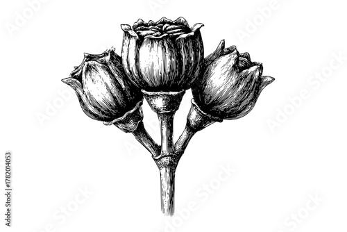 Elegant Cloves: Purity Black White | Clean, isolated vector art for creative projects.