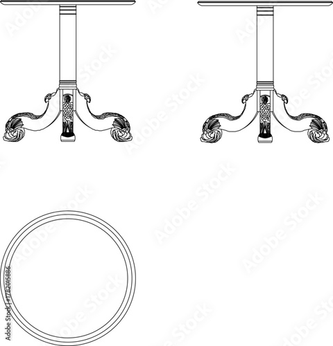 Vector sketch illustration silhouette design of a classic vintage ethnic traditional retro dressing table chair full of carvings