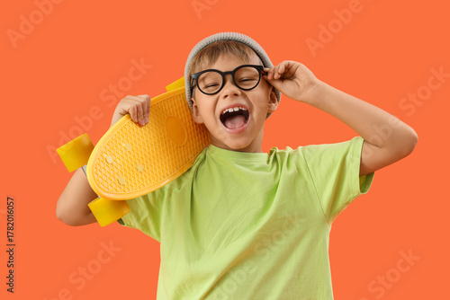 Little boy with skateboard ...