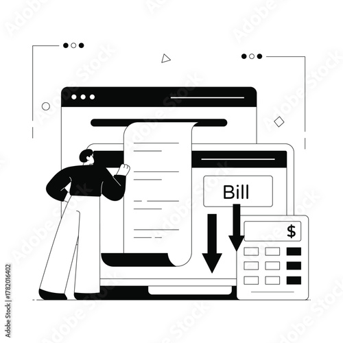 Generating detailed payment slip for client transactions Solid Vector Illustration 