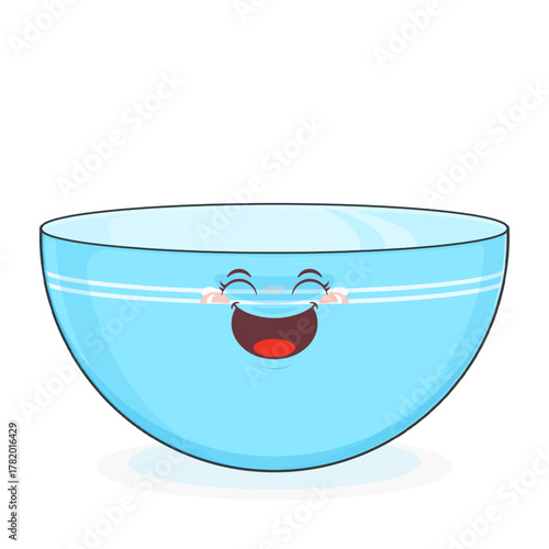 Light blue bowl laughing face cartoon cute