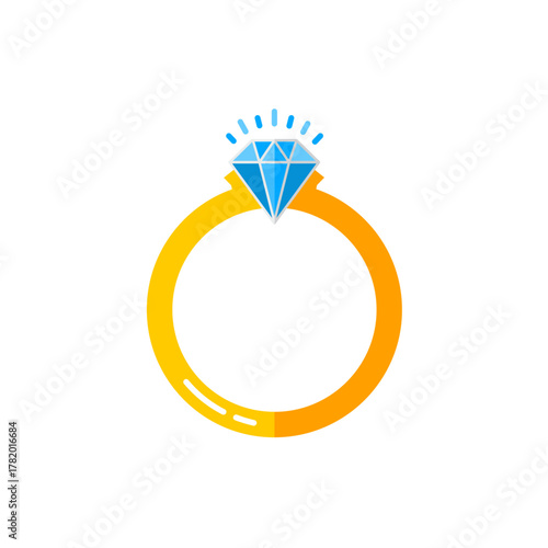 diamond engagement ring simple vector icon