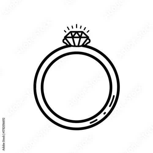 diamond engagement ring simple vector icon