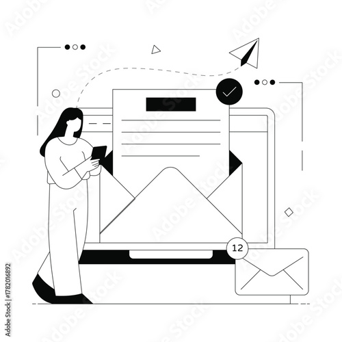 Privately contacting someone via online chat Solid Vector Illustration 