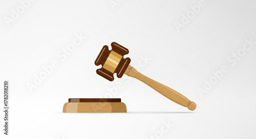 Wooden judge gavel and soundboard representing law and order in the court of justice and auction