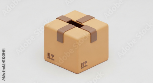 A brown cardboard box with tape, perfect for representing shipping, packaging, and delivery services