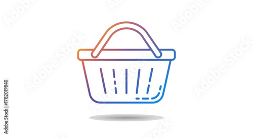 Gradient shopping basket icon, representing retail, purchase, and consumerism in a modern, minimalist style