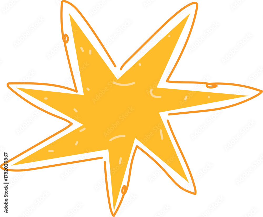 Obraz premium Hand Drawn Yellow Orange Starburst Doodle Vector Illustration Comic Explosion Effect Graphic Element Isolated on Black Background Pop Art Cartoon Wow Spark Icon