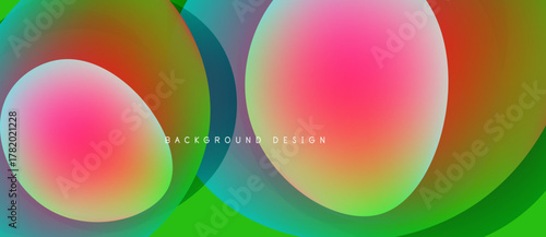 Abstract colorful circles overlap. Vibrant gradients create modern design. Black background emphasizes shapes, smooth transitions visible.