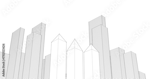 modern city urban concept 3d illustration