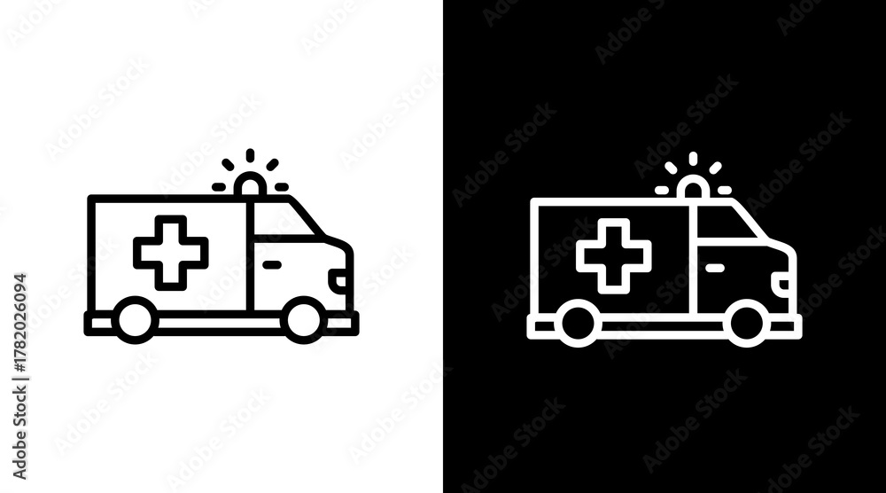 Fototapeta premium Ambulance Sign White Icon Set Design