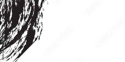 Abstract black ink texture on white background. Rough artistic brush strokes create a distressed grunge aesthetic ideal for graphic design and minimal art projects.