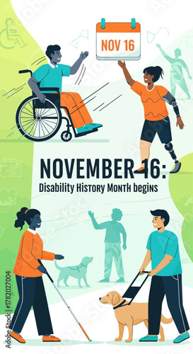 Celebrate Disability History Month this November 16th with vibrant visuals that promote inclusion, awareness, and empowerment for diverse abilities and accessible communities everywhere