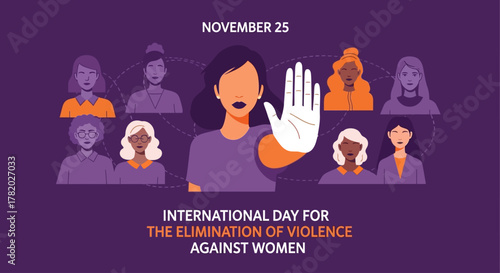 Stand together against violence this November 25th, featuring diverse women, symbolizing empowerment, strength, and solidarity, perfect for social awareness campaigns and community outreach