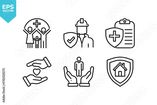Set of line icons Insurance. Outline icons collection stock illustration
