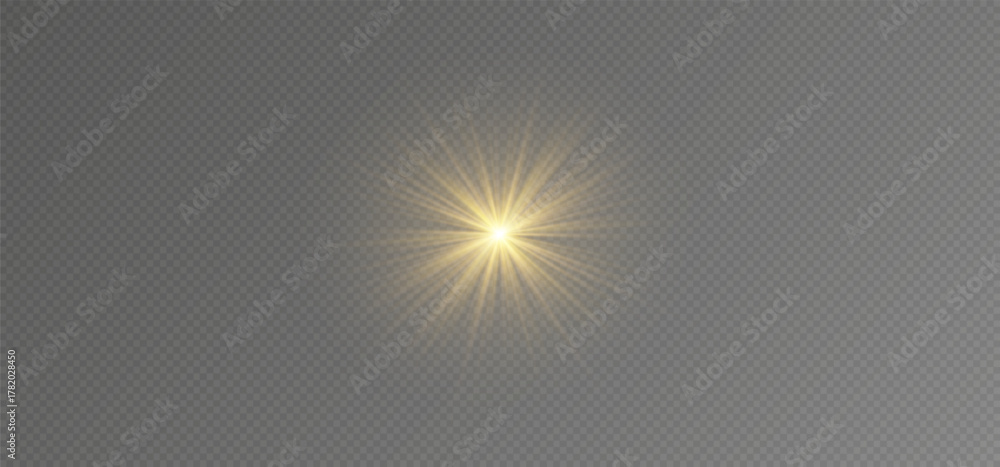 Fototapeta premium Bright sunlight with star shine, space flare, and glowing flash. 