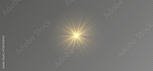 Bright sunlight  with star shine, space flare, and glowing flash.	