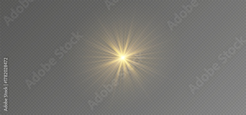 Bright sunlight  with star shine, space flare, and glowing flash.	