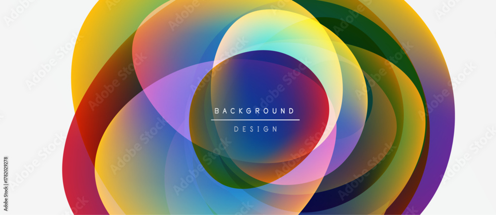 Obraz premium Abstract colorful circles overlap, creating dynamic visual effect. Background features vibrant hues, modern design elements.