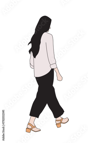 Fashion model women walking away - illustration vector