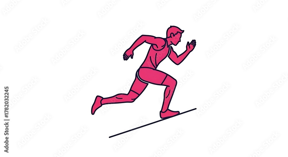 Obraz premium Running man athlete sprint exercise fitness workout cardio training marathon sport illustration vector art