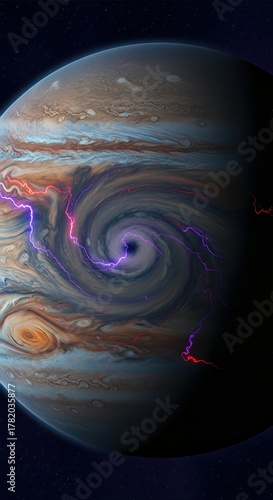 Jupiter swirling in space