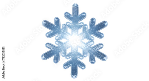 Snowflake design with a bright center in icy blue tone  
