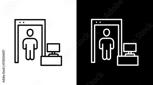 Airport Security White Icon Set Design
