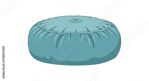 A charming blue pouf, a versatile and stylish seating option, perfect for adding a touch of comfort to any space