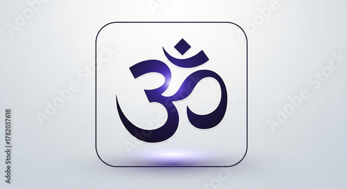 Aum symbol on a with rounded corners, representing the sacred sound and spiritual icon in hinduism