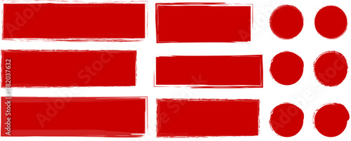 Set of red and black ink splashes