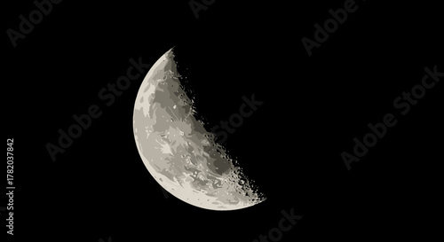 Detailed close-up of the waxing gibbous moon against a deep black night sky, showcasing its craters and textured surface, evoking a sense of cosmic wonder and the mysteries of space.