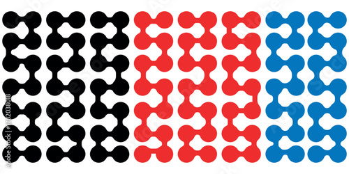 Organic connection figures with grain noise gradient texture. Y2k retro stippling metaball molecule forms set. Nano biology icons on white background. Vector gritty gradation shapes illustration.