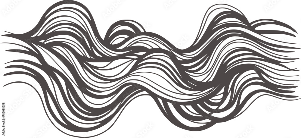 Fototapeta premium Dark grey flowing wavy lines abstract pattern background