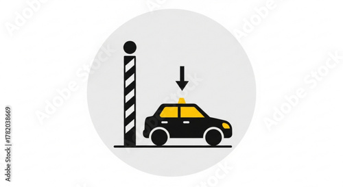 Taxi stand, representing urban transportation, taxi service, and city life with a clear and simple illustration