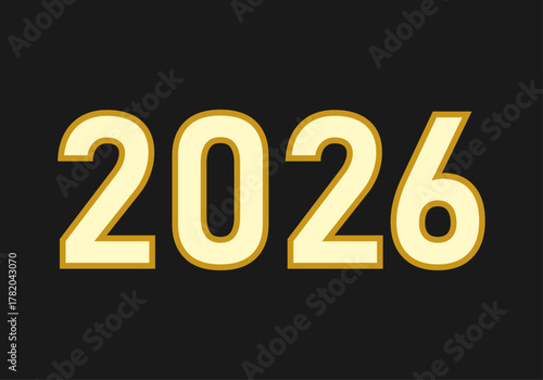 Año 2026 dorado en fondo negro