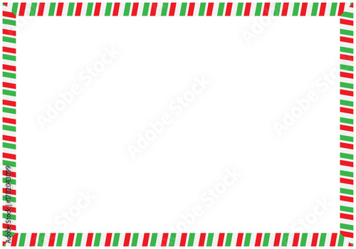 Marco navideño con barras rojo, blancas y verdes