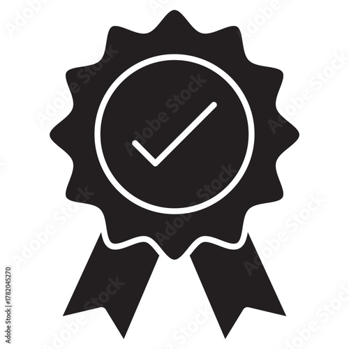 Medal Ribbon Badge Icon, Excellence Honor Ribbon Badge, Champion Achievement Medal, Premium Award Ribbon, Recognition Merit Badge, vector