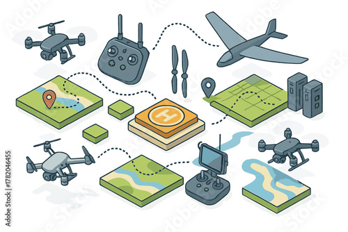 Isometric aerial mapping and remote sensing system using drones and data processing