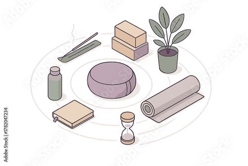 Essential isometric items for yoga, meditation, and spiritual wellness practice