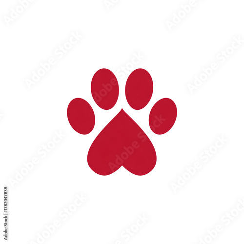 Cat paw heart design, transparent background, vector icon style, clean minimal, isolated object