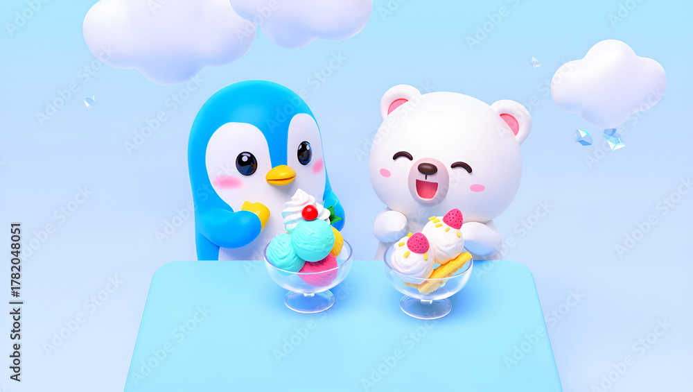 Obraz premium two animals sharing their food : 
