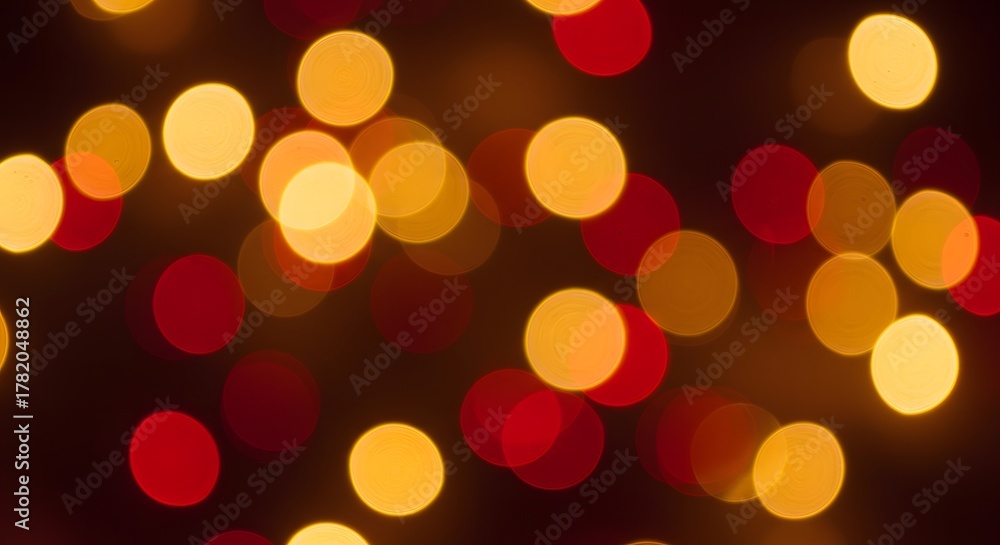 Fototapeta premium Abstract Bokeh Background with Red and Golden Lights, Festive Ho