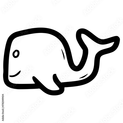 doodle whale illustration hand drawn outline vector