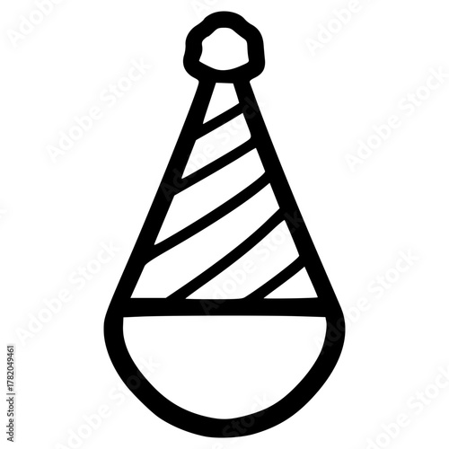 doodle party hat illustration hand drawn outline vector