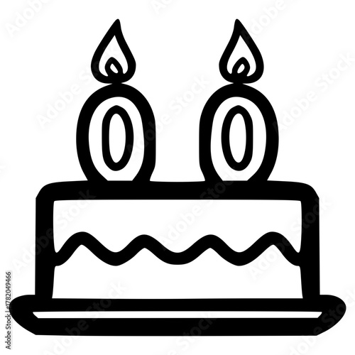 doodle birthday cake illustration hand drawn outline vector